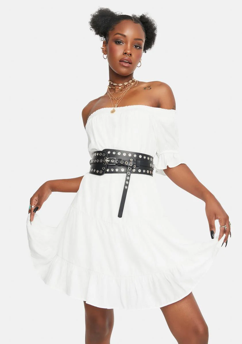 Bliss Come Undone Off Shoulder Mini Dress