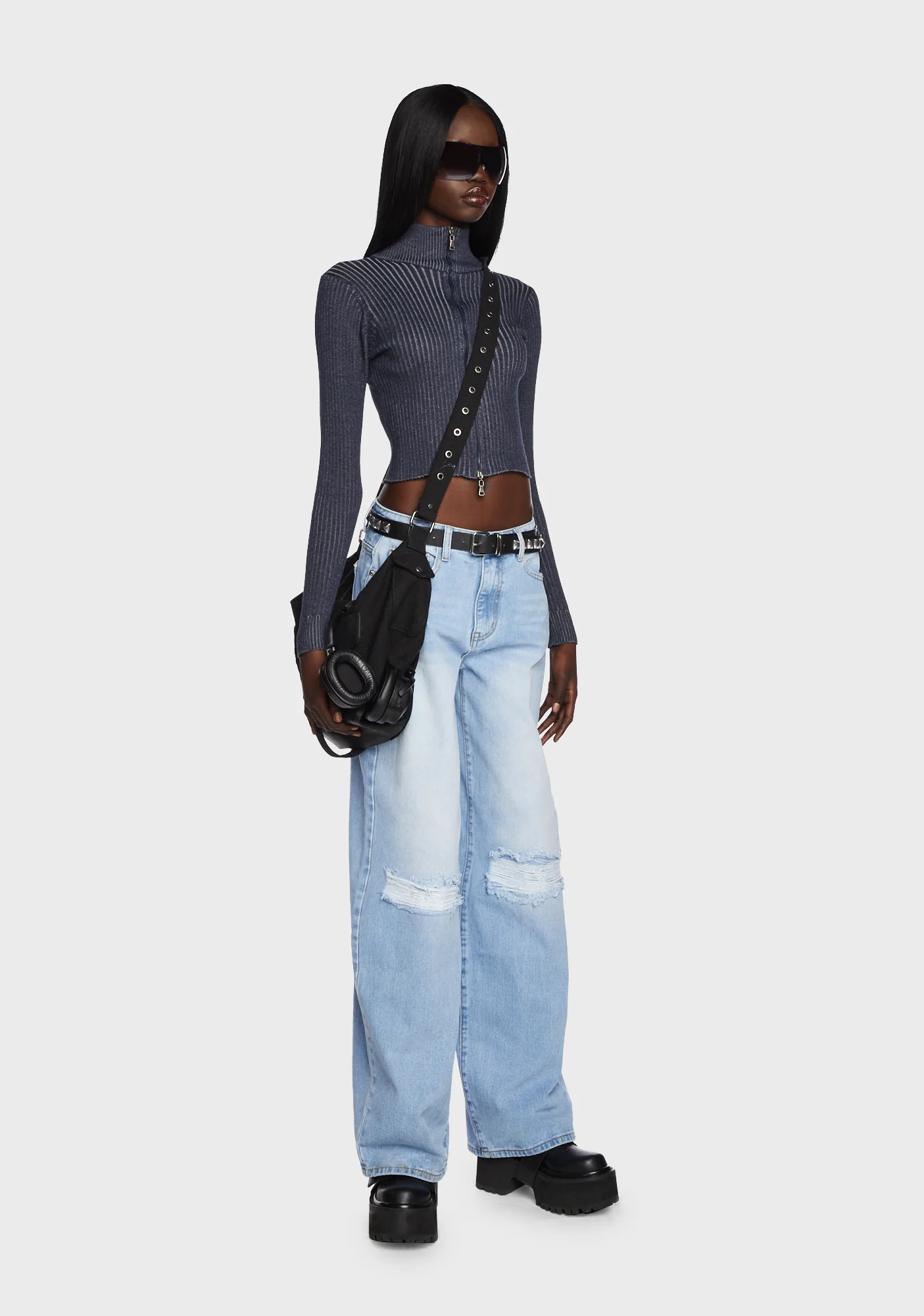 Blue Baggy Ripped Jeans - Image 2