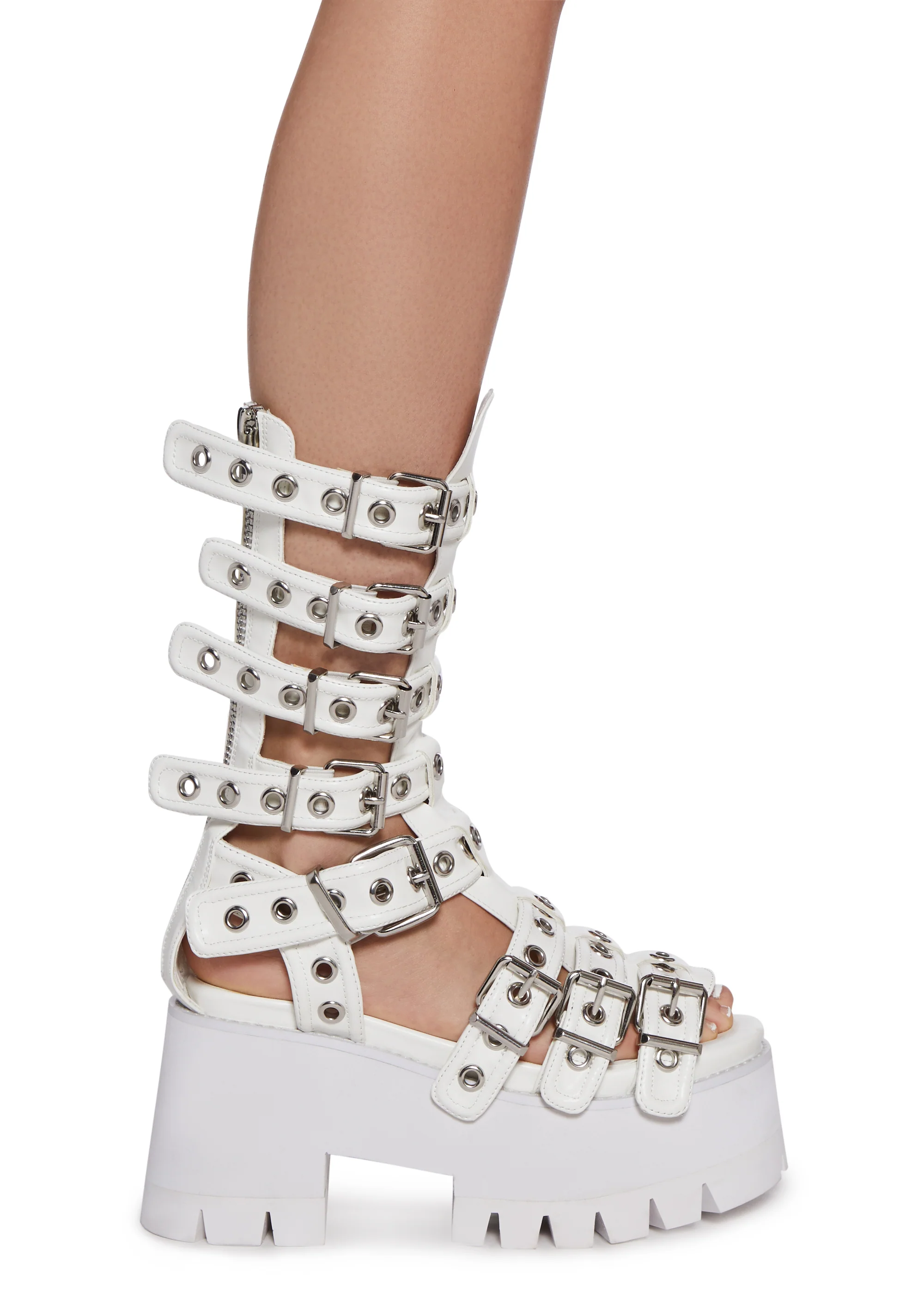 Breaking The Rules Platform Sandals - White