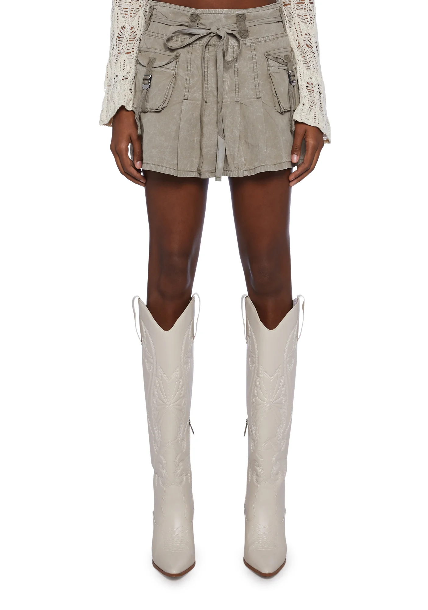 Cargo Pleated Mini Skirt