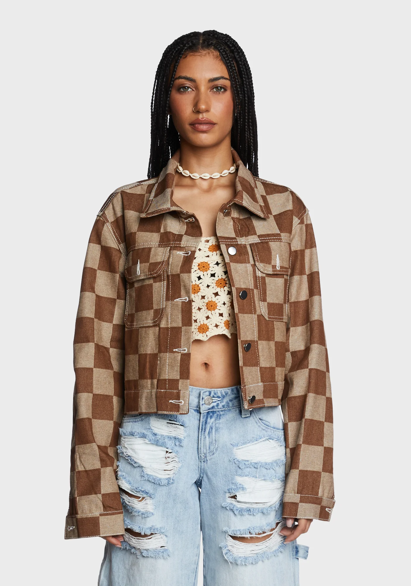 Checked Out Crop Jacket