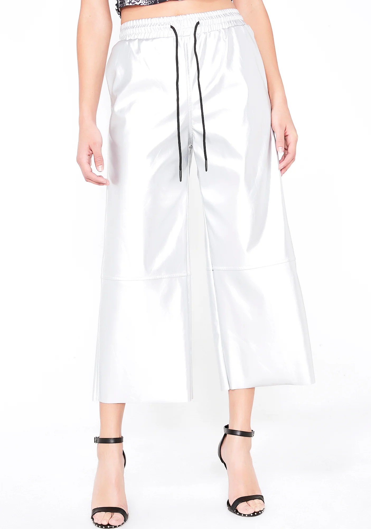 Chrome Material Addiction Cropped Pants