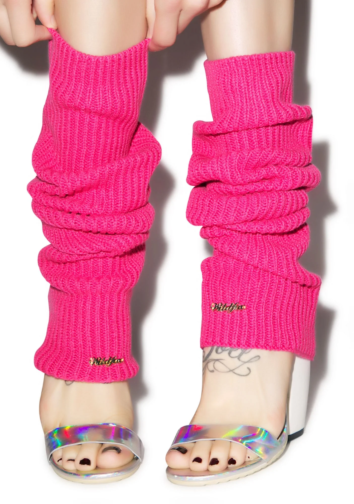 Chunky Knit Leg Warmers - Light Blue - Image 6