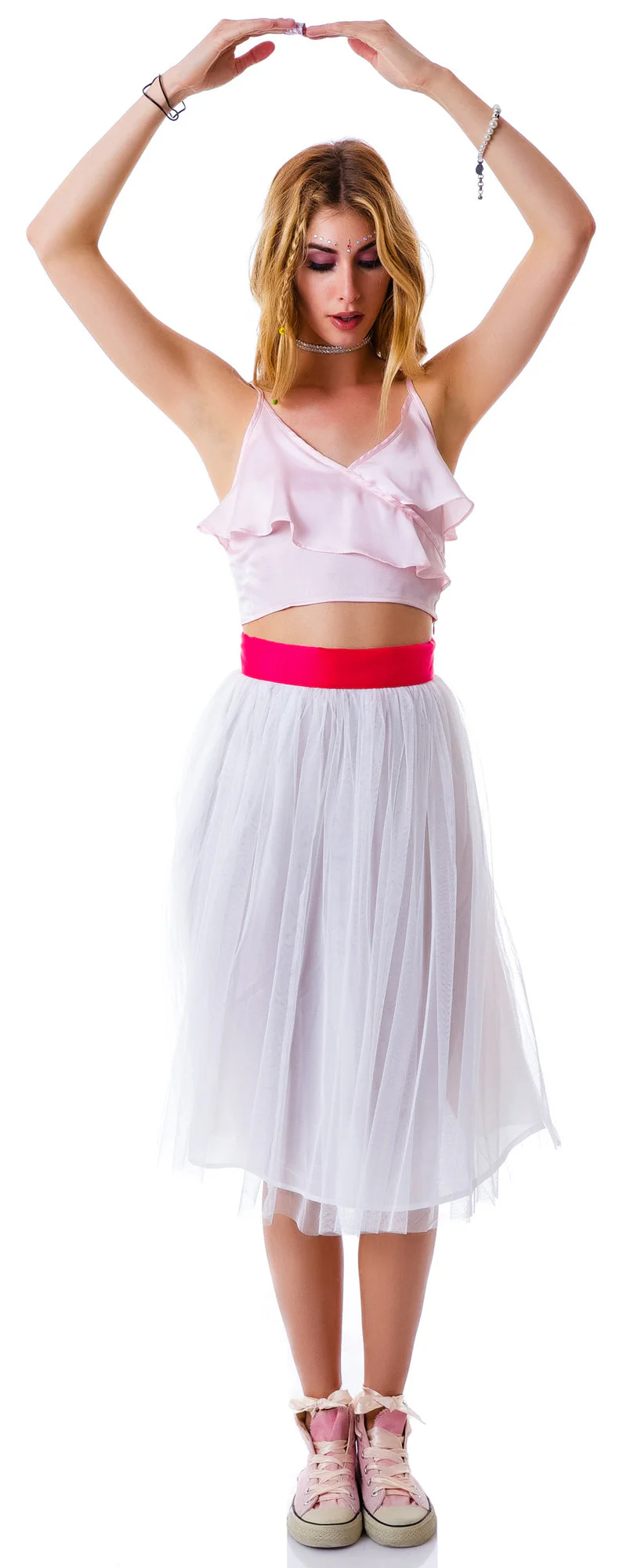 Cierra Air Tulle Midi Skirt - White - Image 3