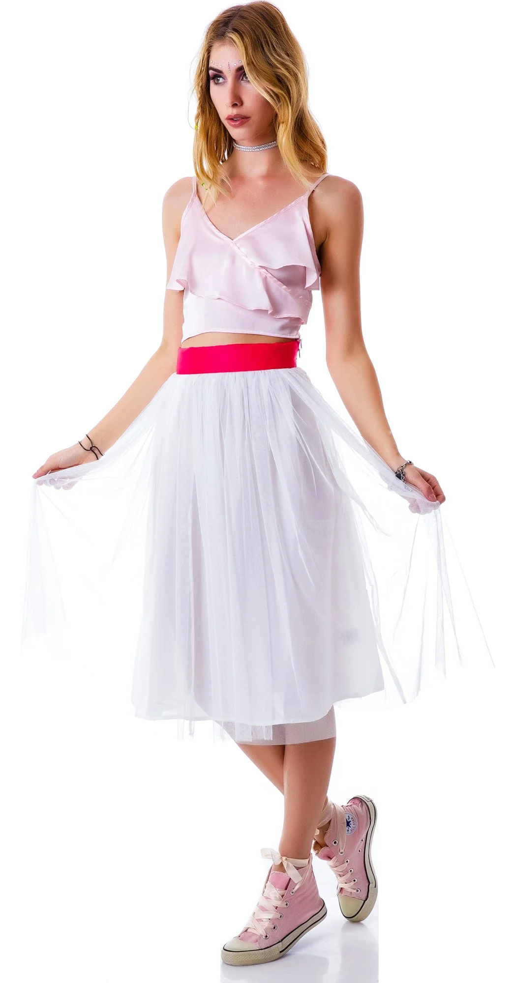 Cierra Air Tulle Midi Skirt - Gray - Image 2