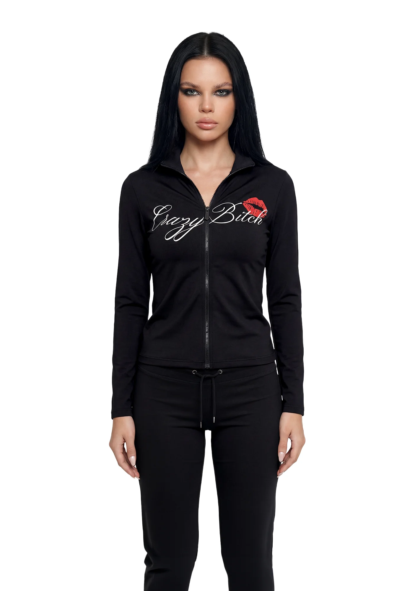 Let's Go Crazy Zip Up Jacket - Black