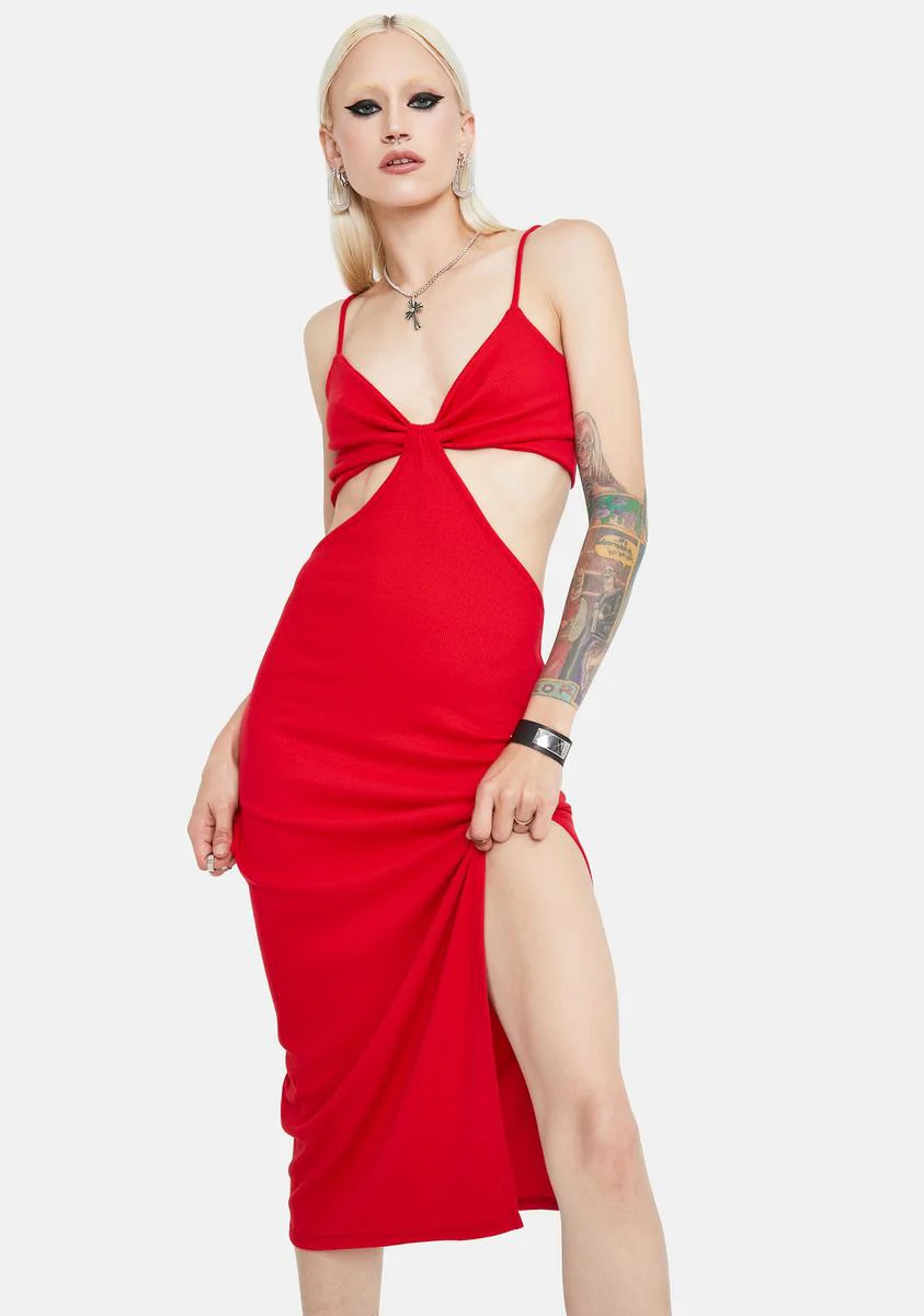 Crimson Always Original Cut Out Midi Dress