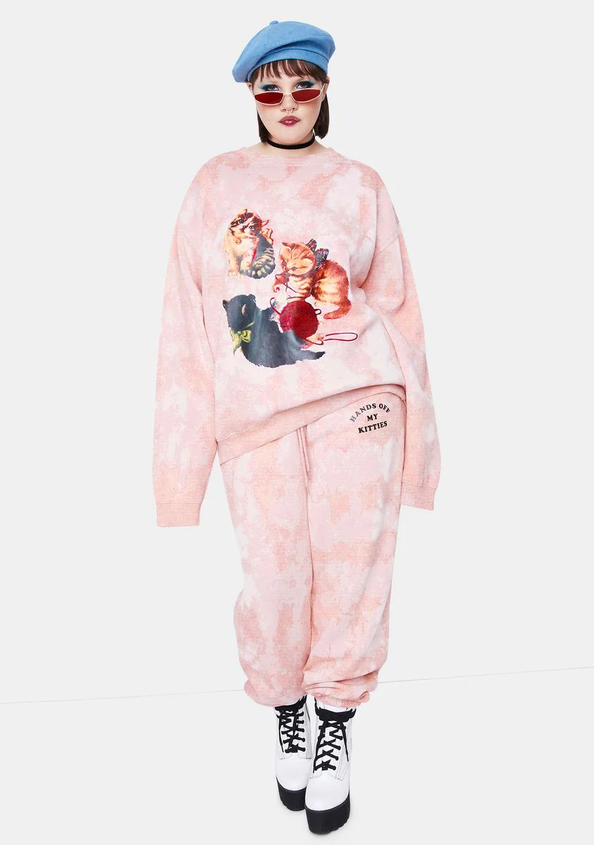 Plus Kitten Peach Tie Dye Joggers