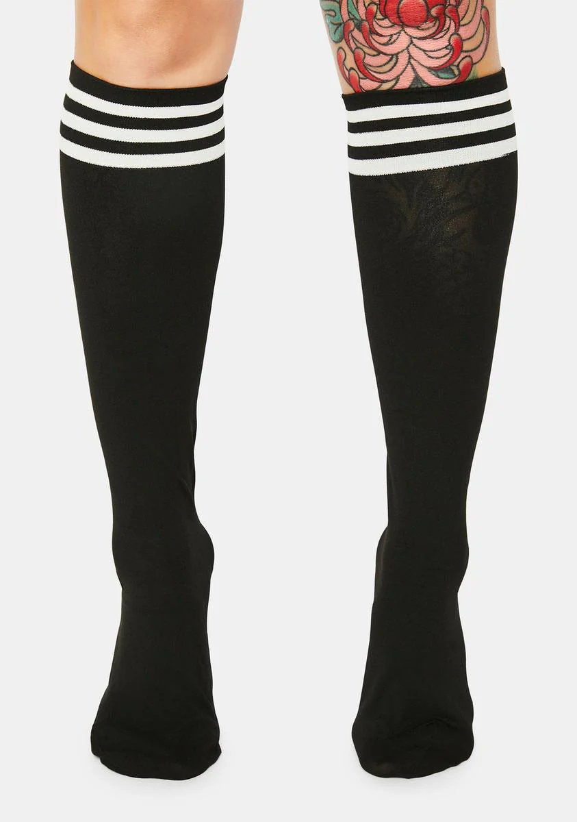 Dark Sporty Sass Stripe Knee High Socks