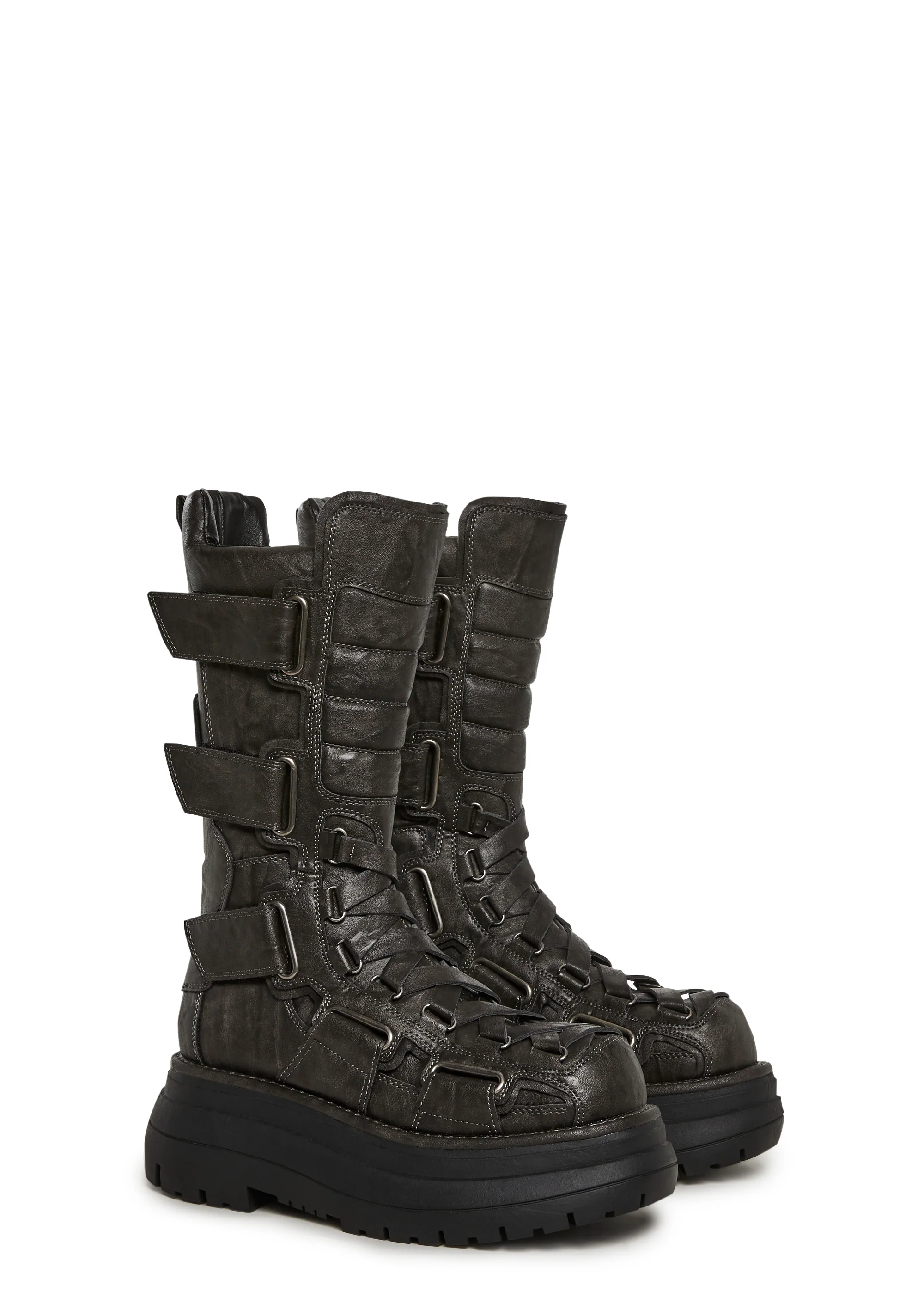 Motorcrossed Platform Boots - Gray - Image 3