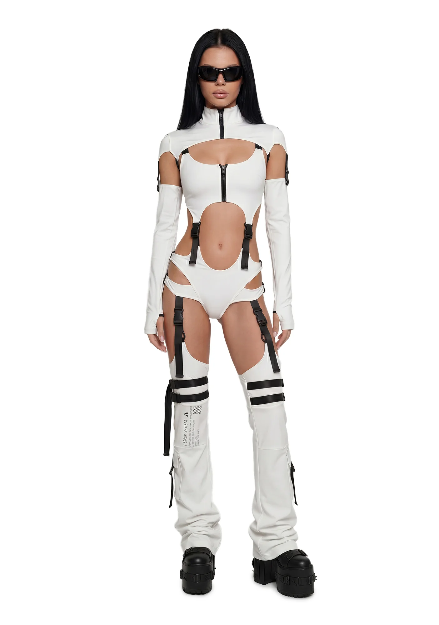 Digital Lands Bodysuit And Leg Warmers Set - White - Image 4