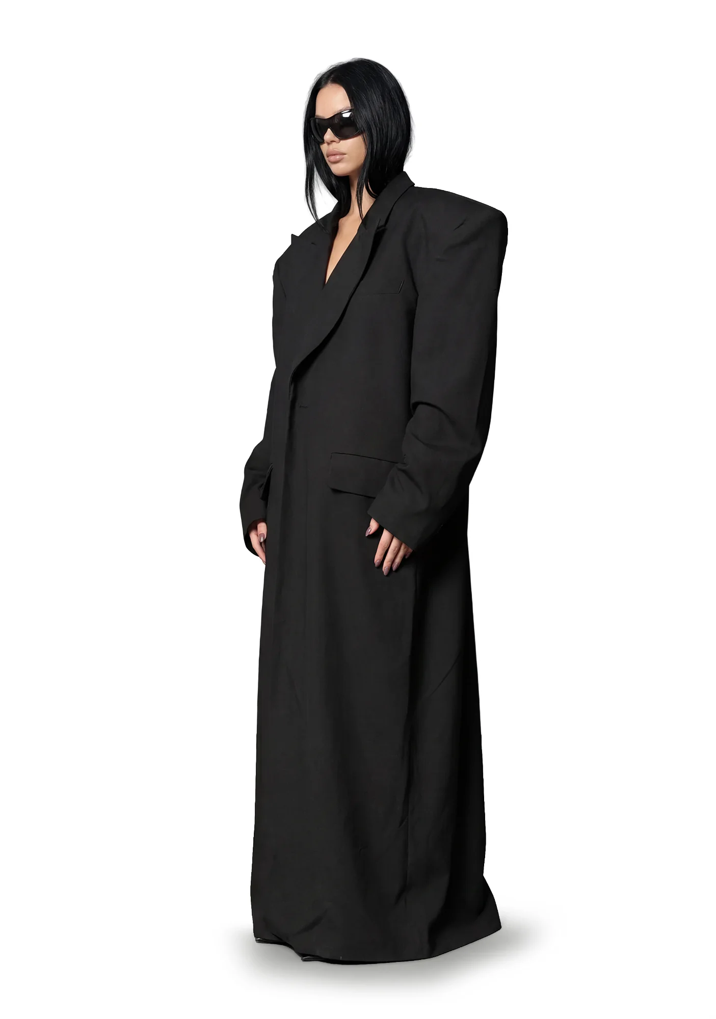 Elongated Blazer Coat - Black - Image 2