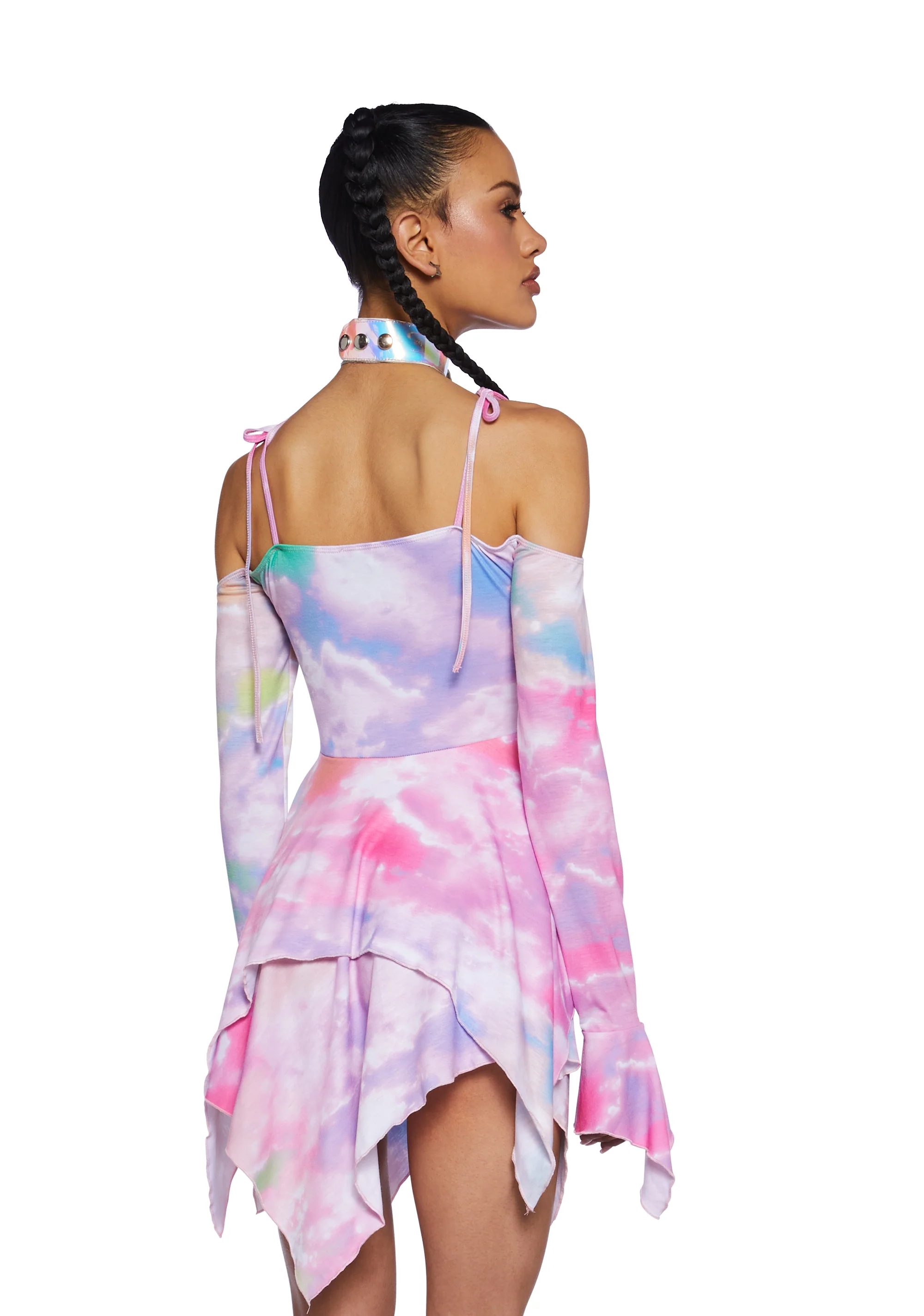 F Is For Fairies™ Handkerchief Dress - Tie Dye Rainbow - Image 3