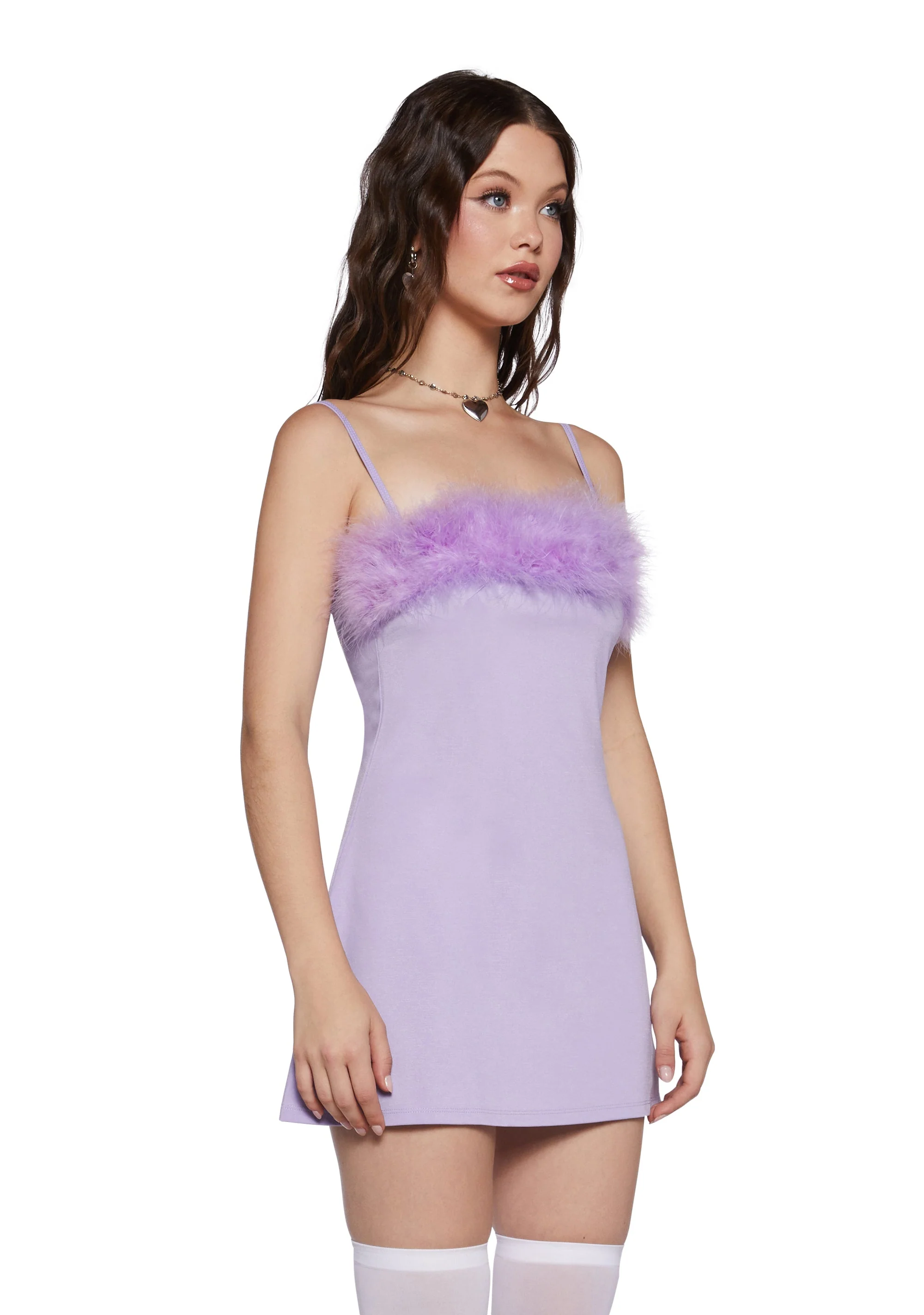 Flirty N' Thriving Marabou Dress - Light Purple - Image 3