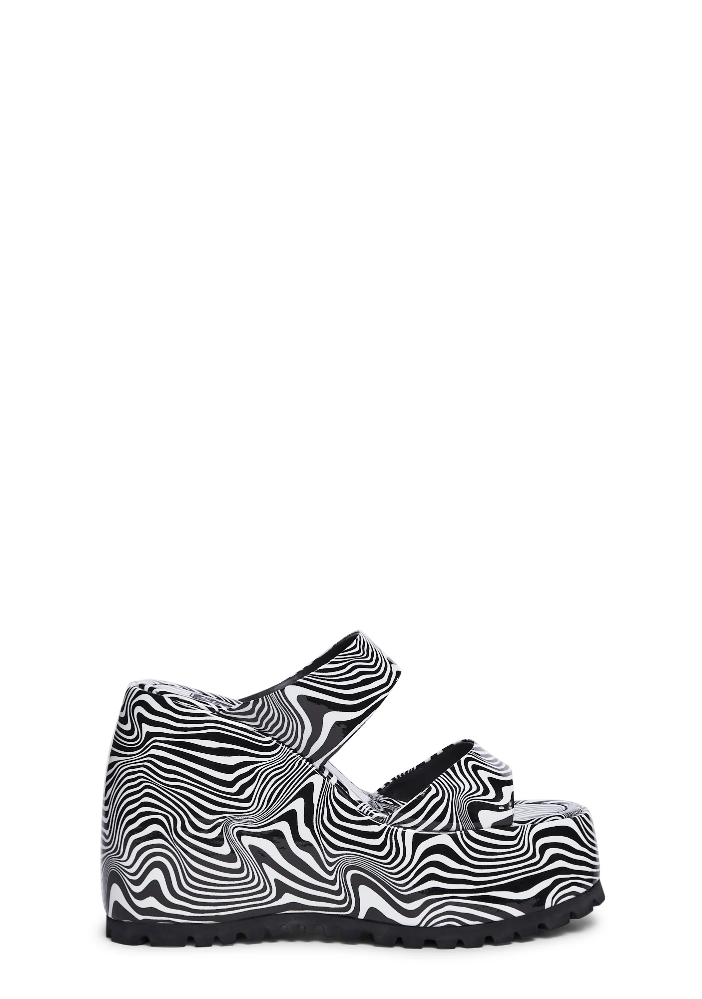 Gabriella Platform Wedge Mules - Black/White