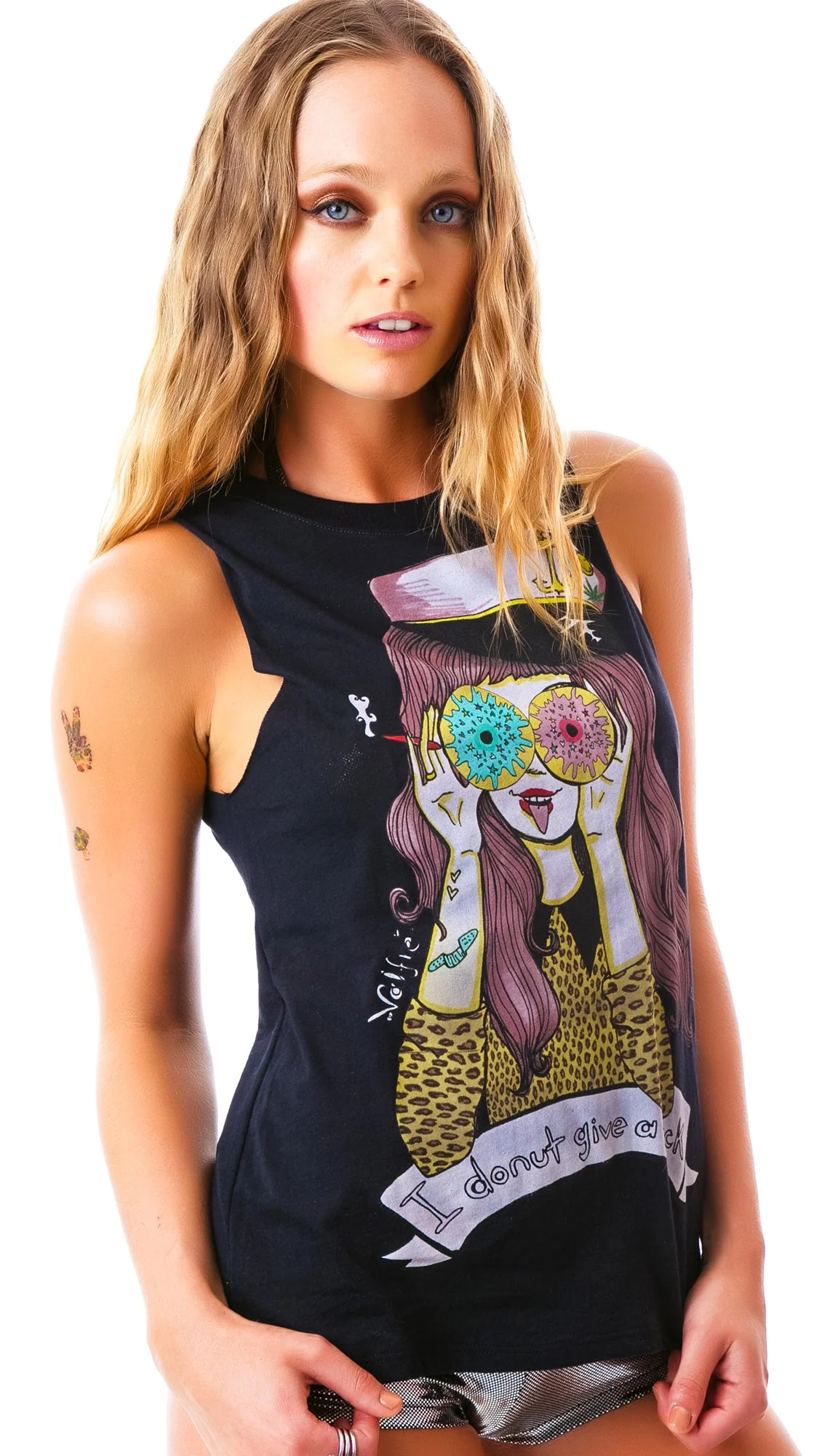 I Donut Give A Fuck Muscle Tank - Black - Image 3