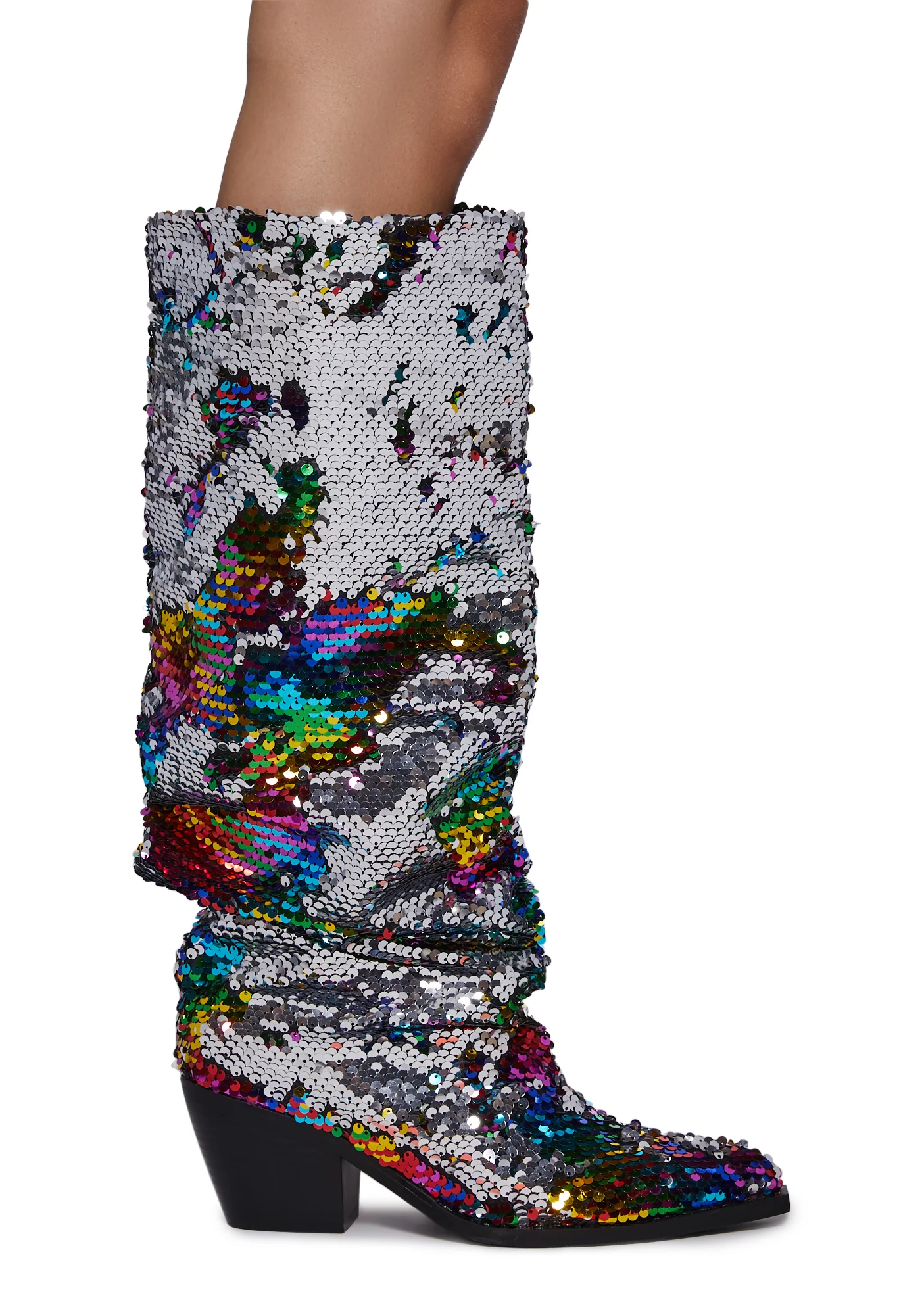 Jadie Sequin Cowboy Boots - Rainbow
