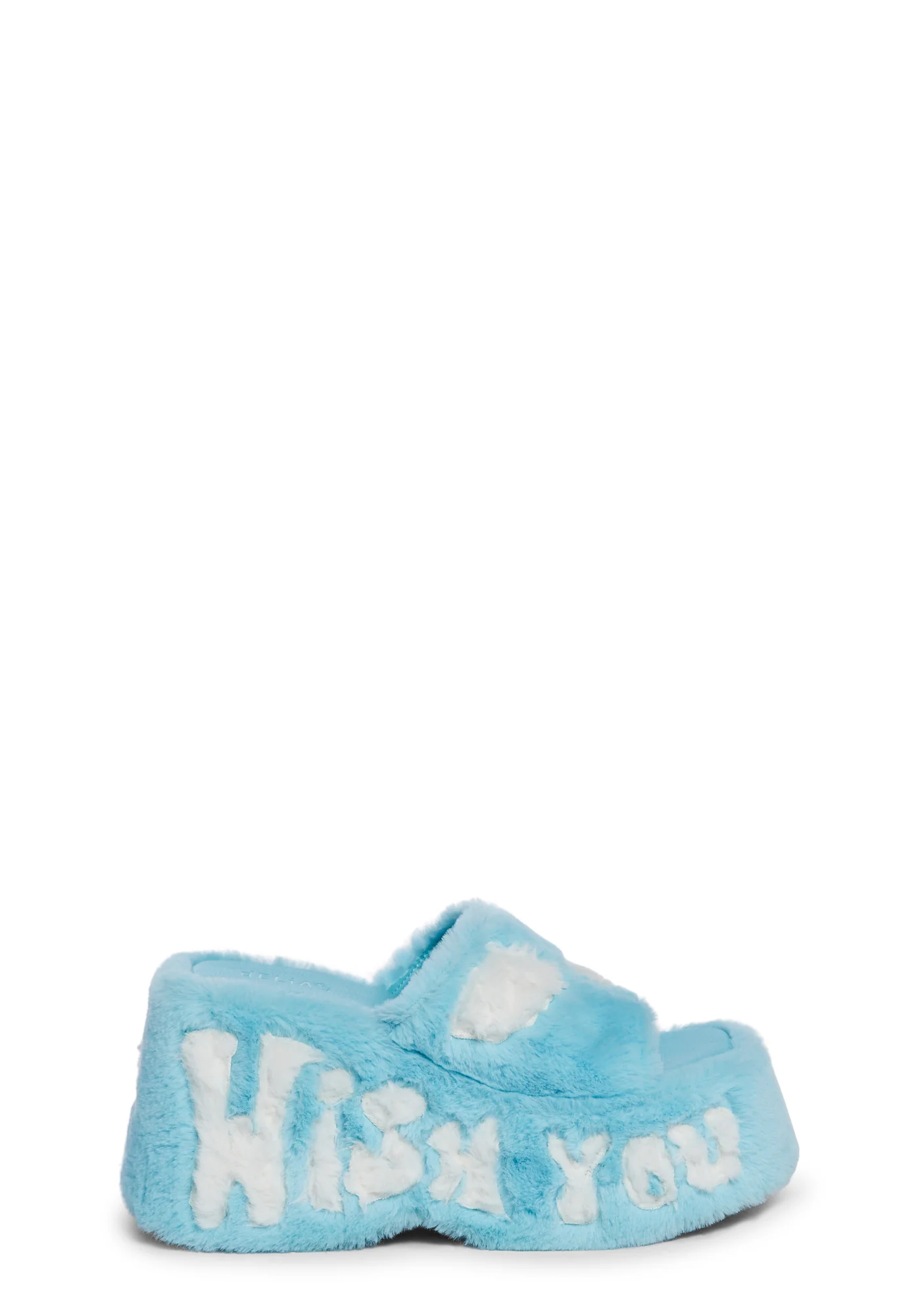 Jetset Jealousy Faux Fur Platform Sandals- Blue