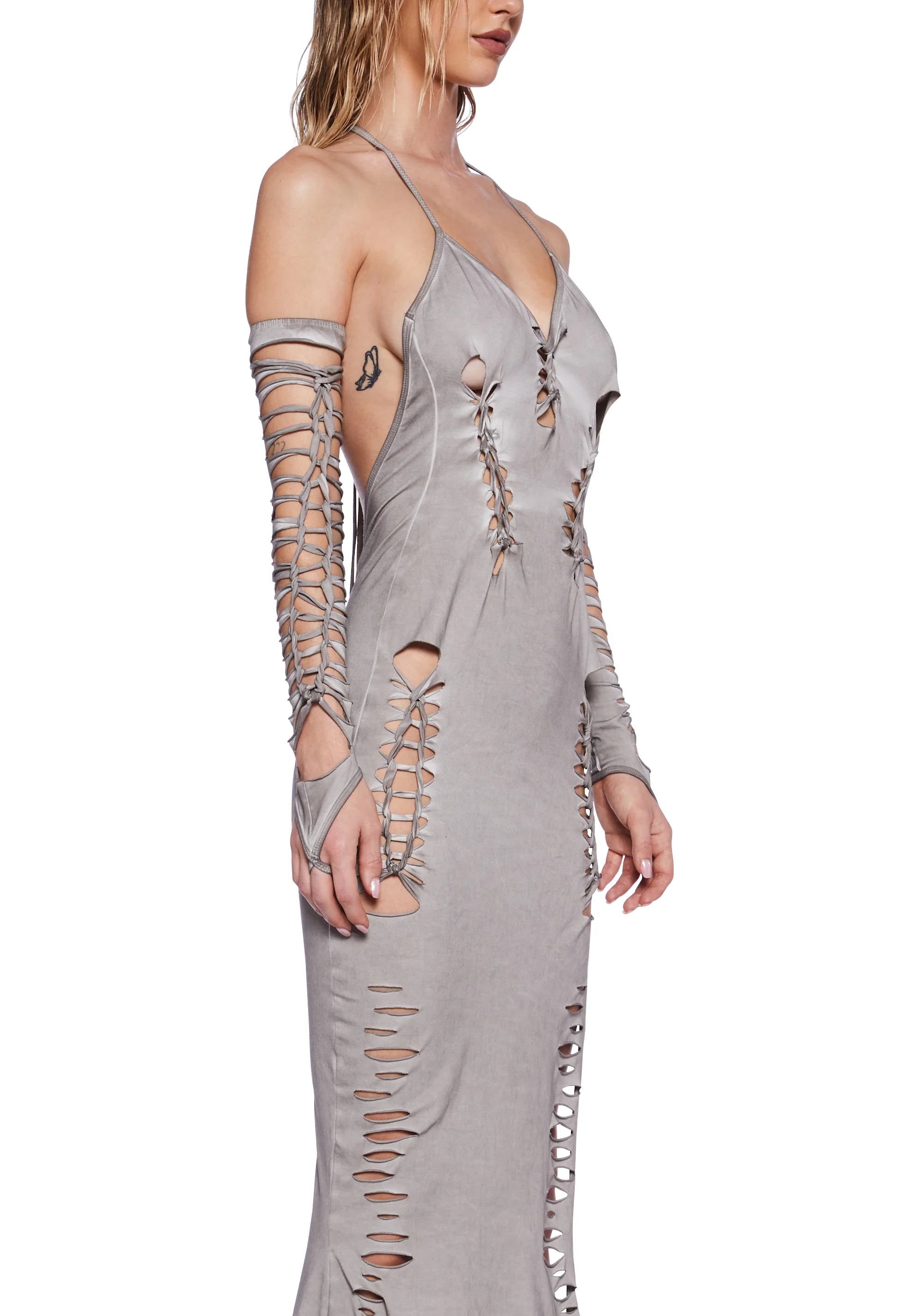 Pitch Shredded Maxi Dress And Gloves Set - Image 2