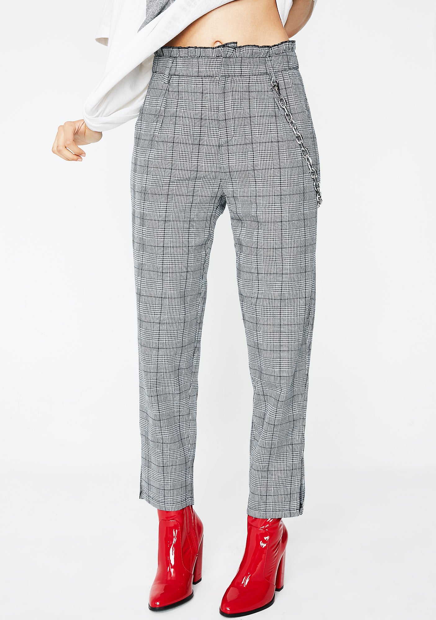 Move Along Ruffle Plaid Pants