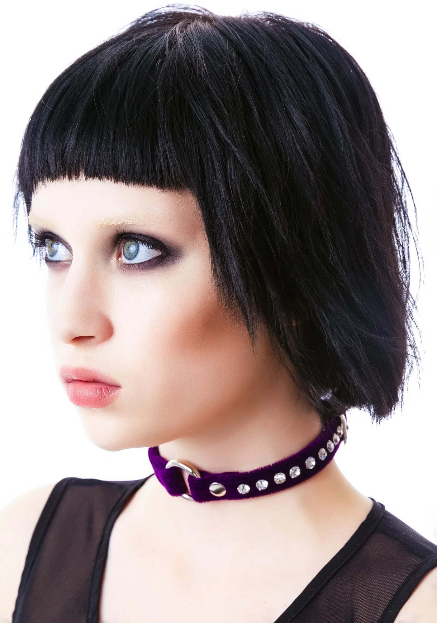 O Face Velvet Crystal Choker - Purple - Image 3