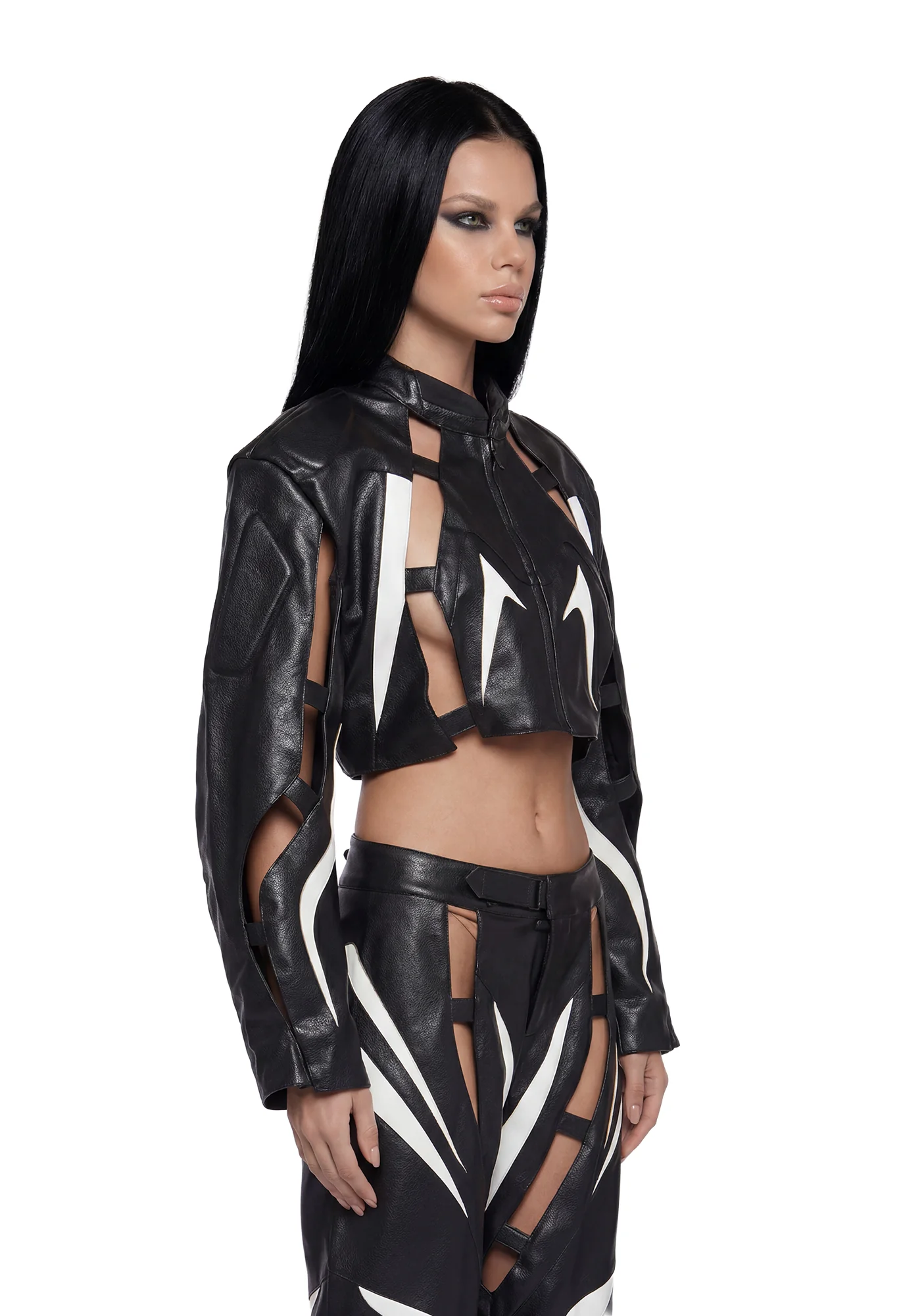 Octane Moto Floating Crop Jacket - Blk/Wht - Image 3