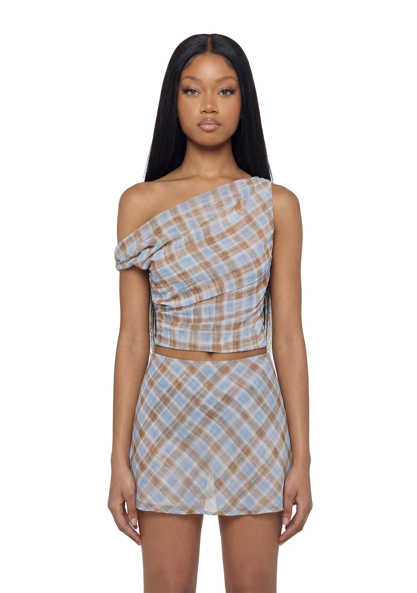 Sussex Plaid Off The Shoulder Set