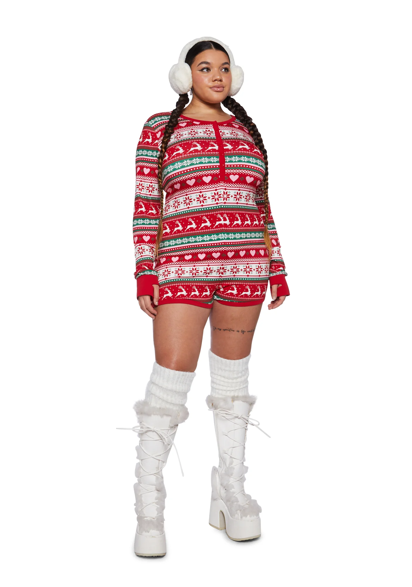 Plus Snowy Soiree Knit Romper - Image 10