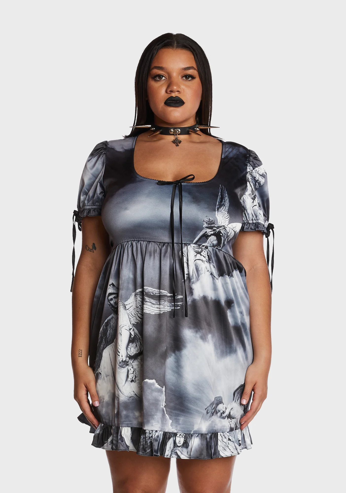 Plus Revenant Faces Babydoll Dress