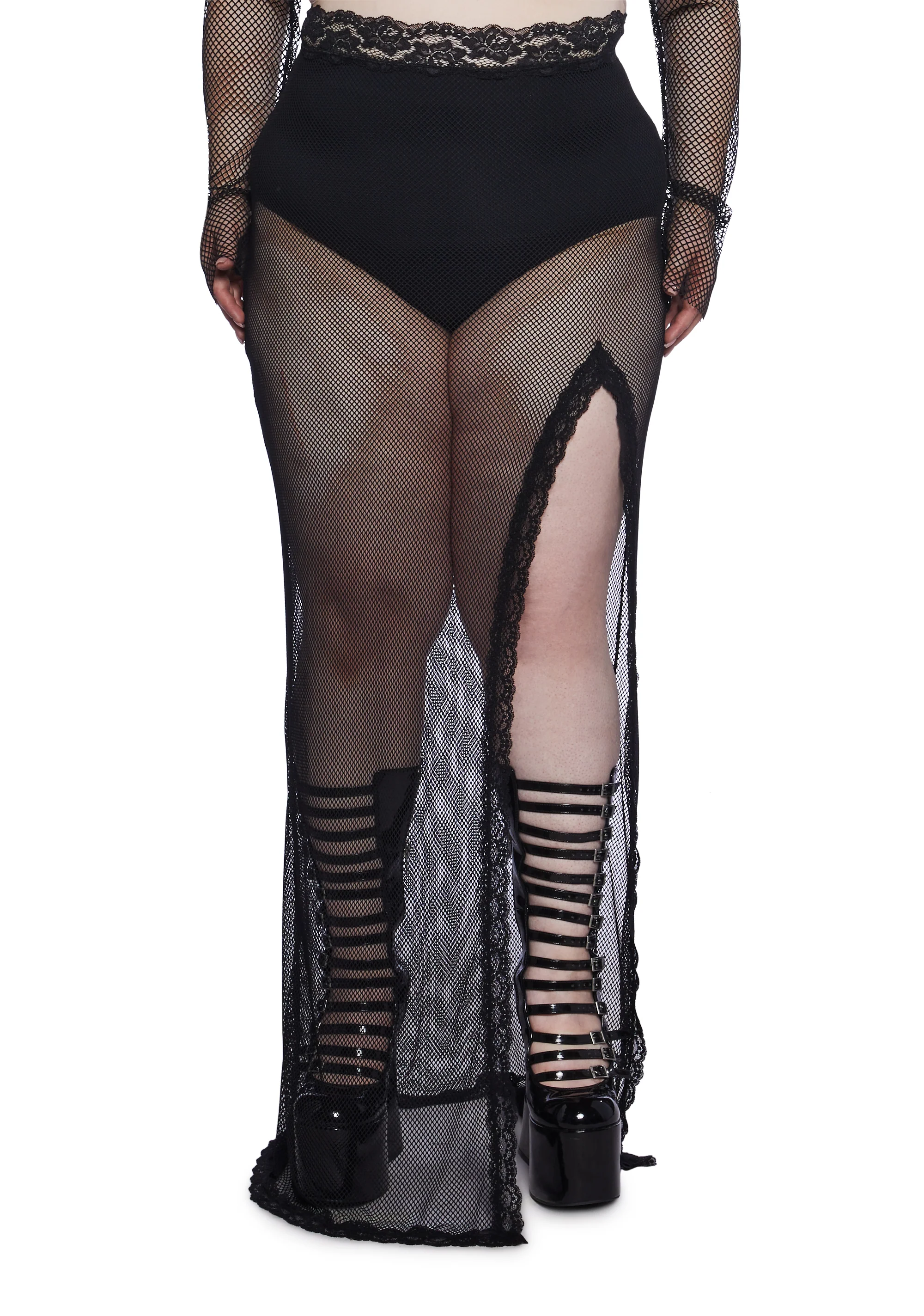 Plus Temptations Fishnet Maxi Skirt