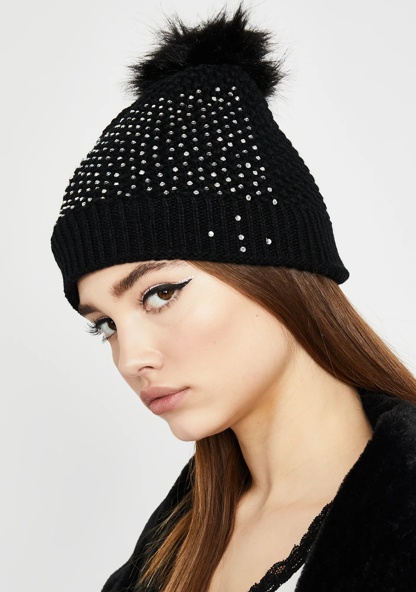 Polar Glitz Rhinestone Beanie - Image 2