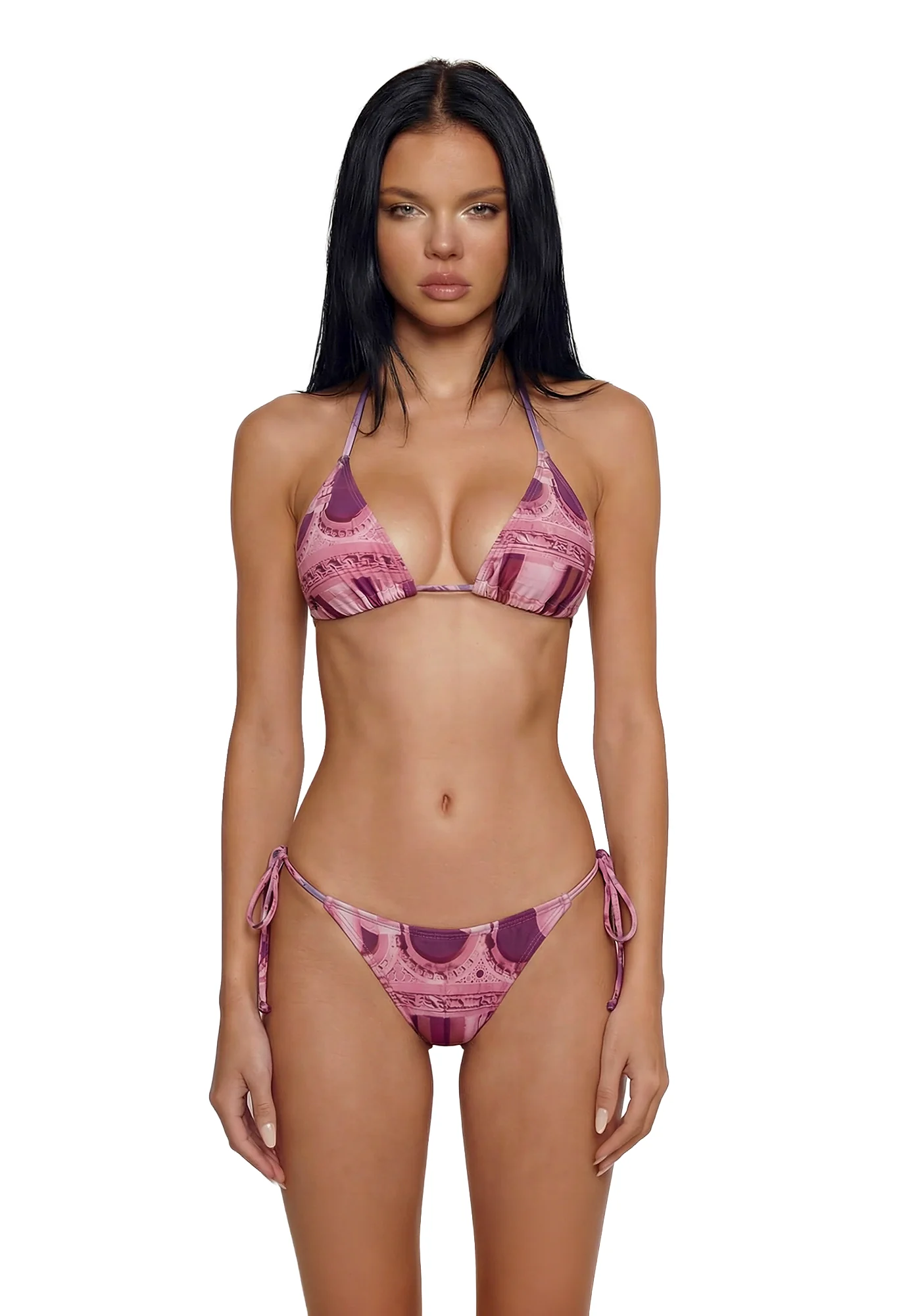 Poolside Cabana Triangle Bikini Set - Purple
