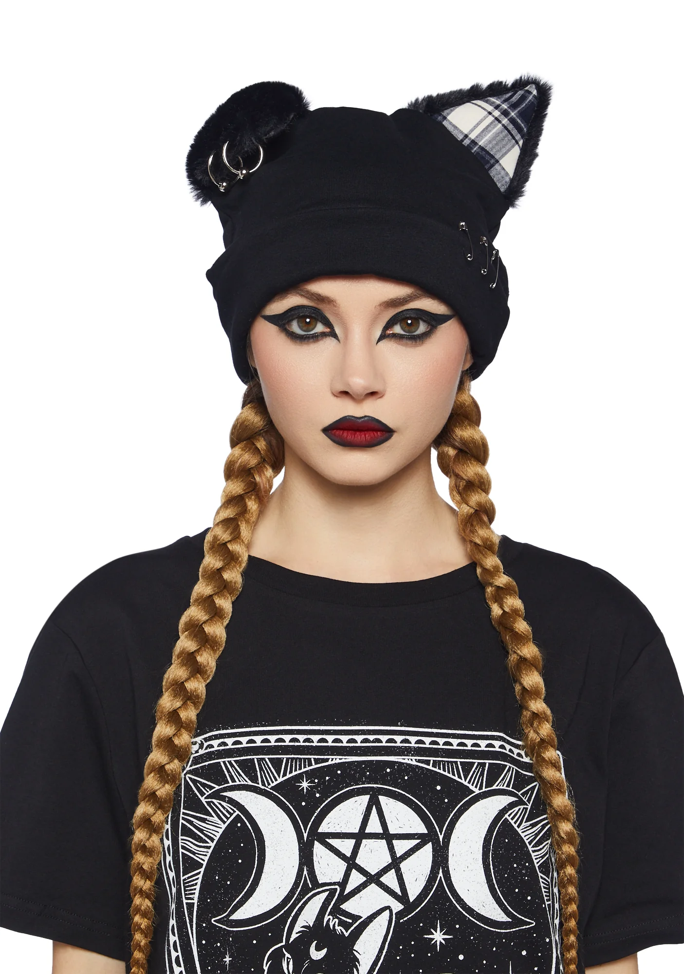 Psycho Kitty Pierced Beanie - Black