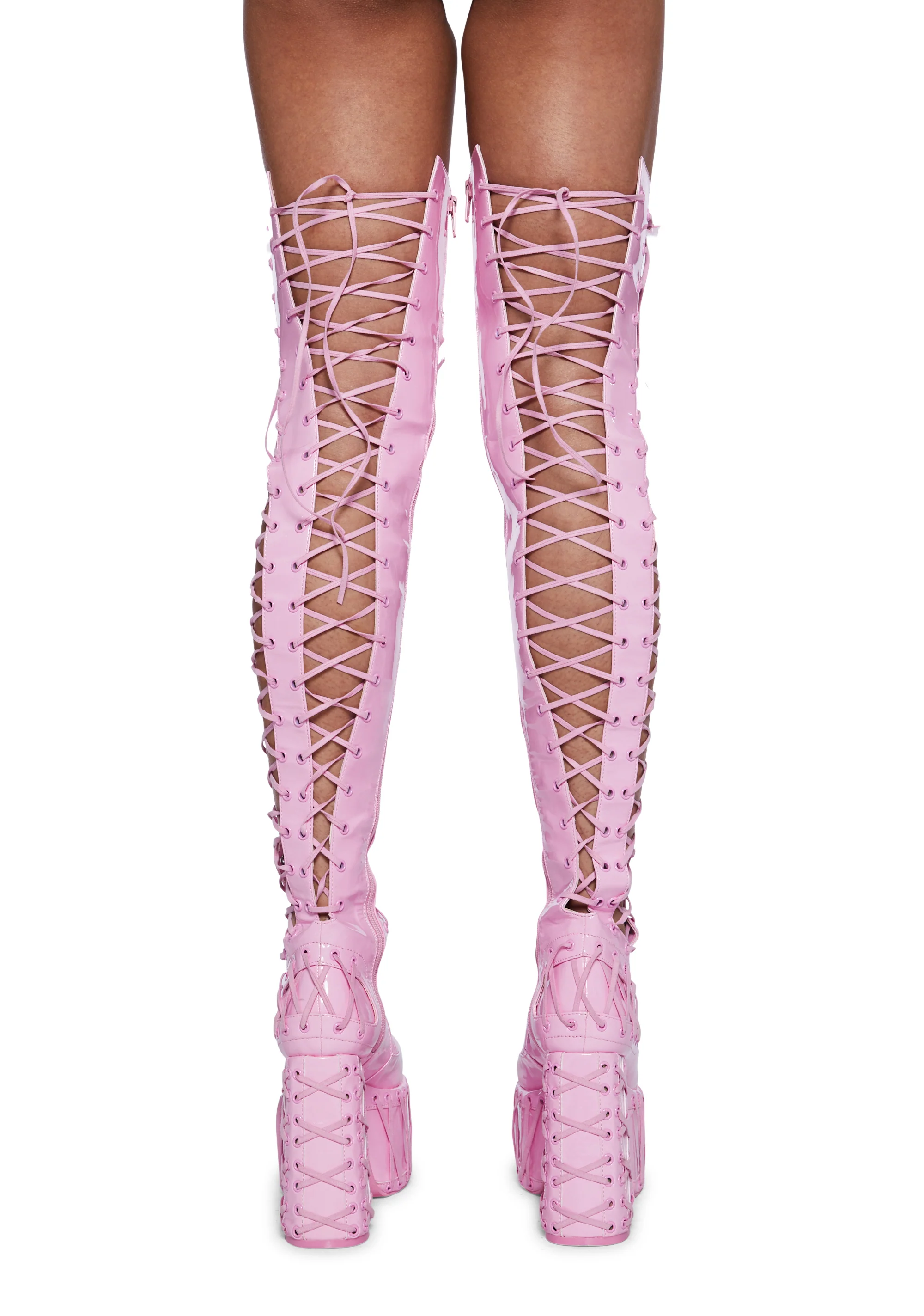 Rude Awakening Thigh High Boots - Pink - Image 4
