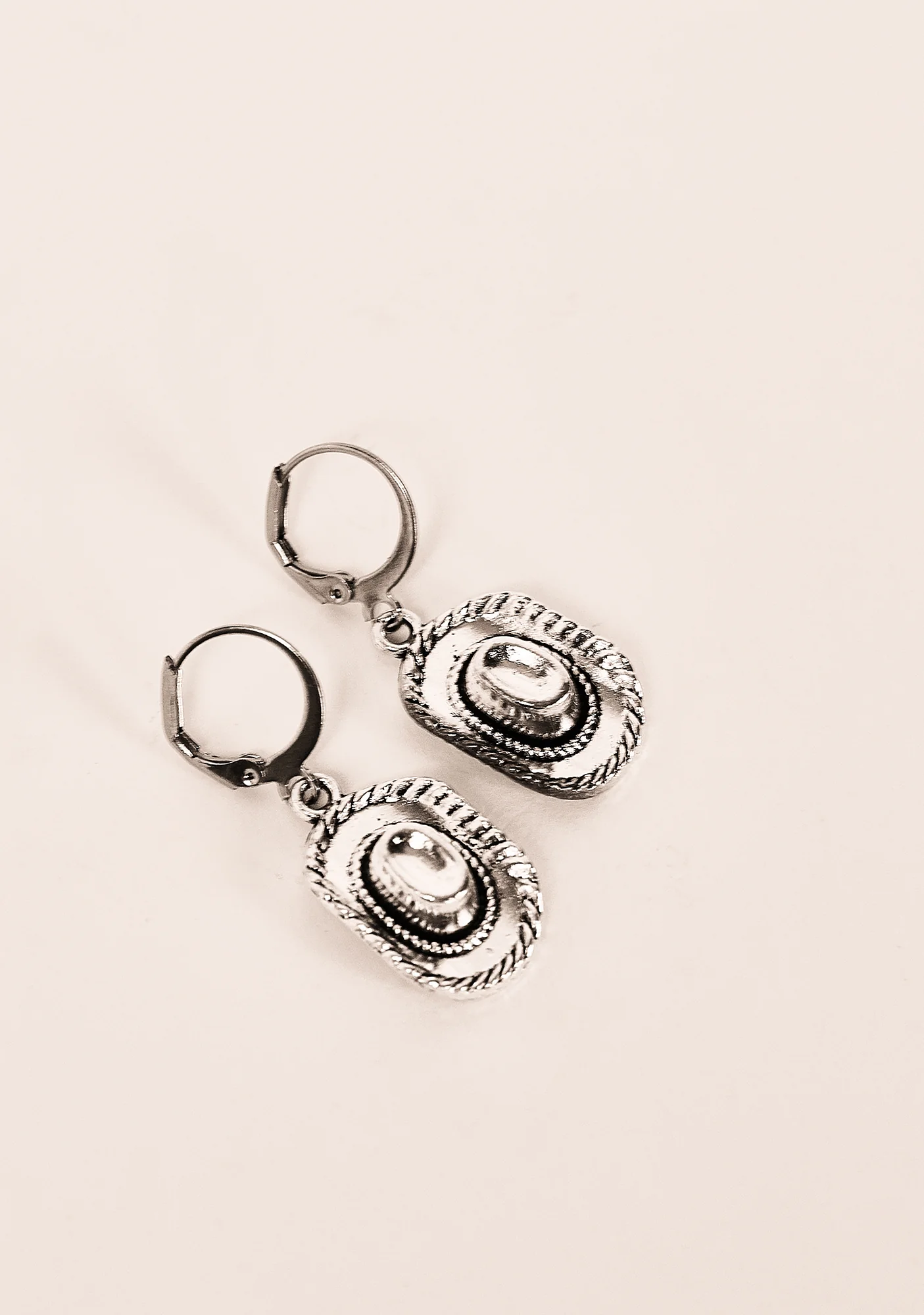 Silver Cowboy Hat Earrings - Image 2