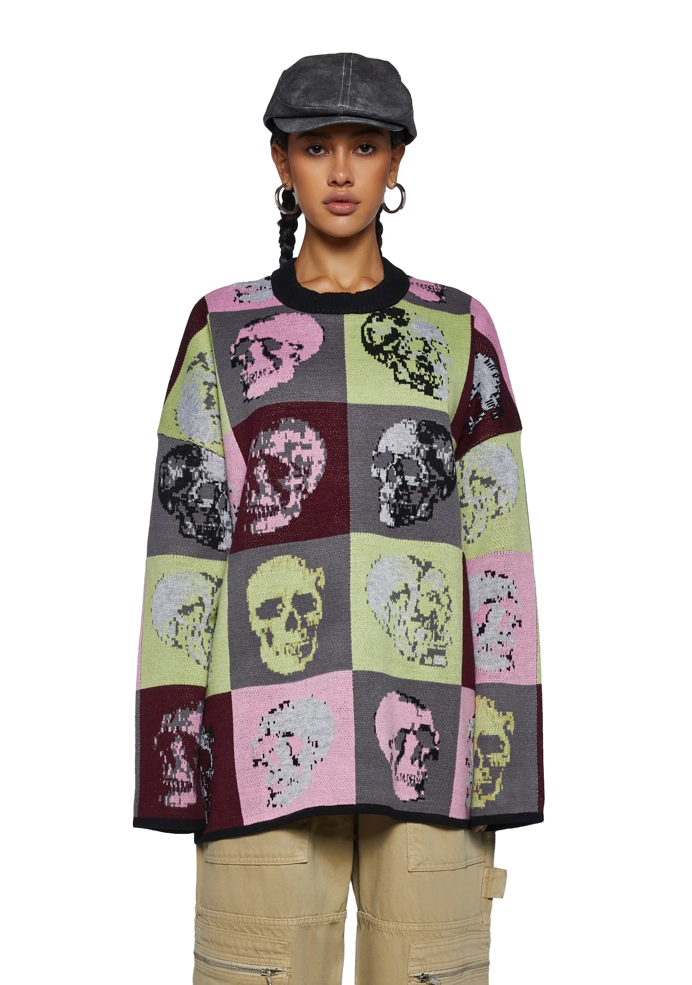 Skull Tile Knit Sweater
