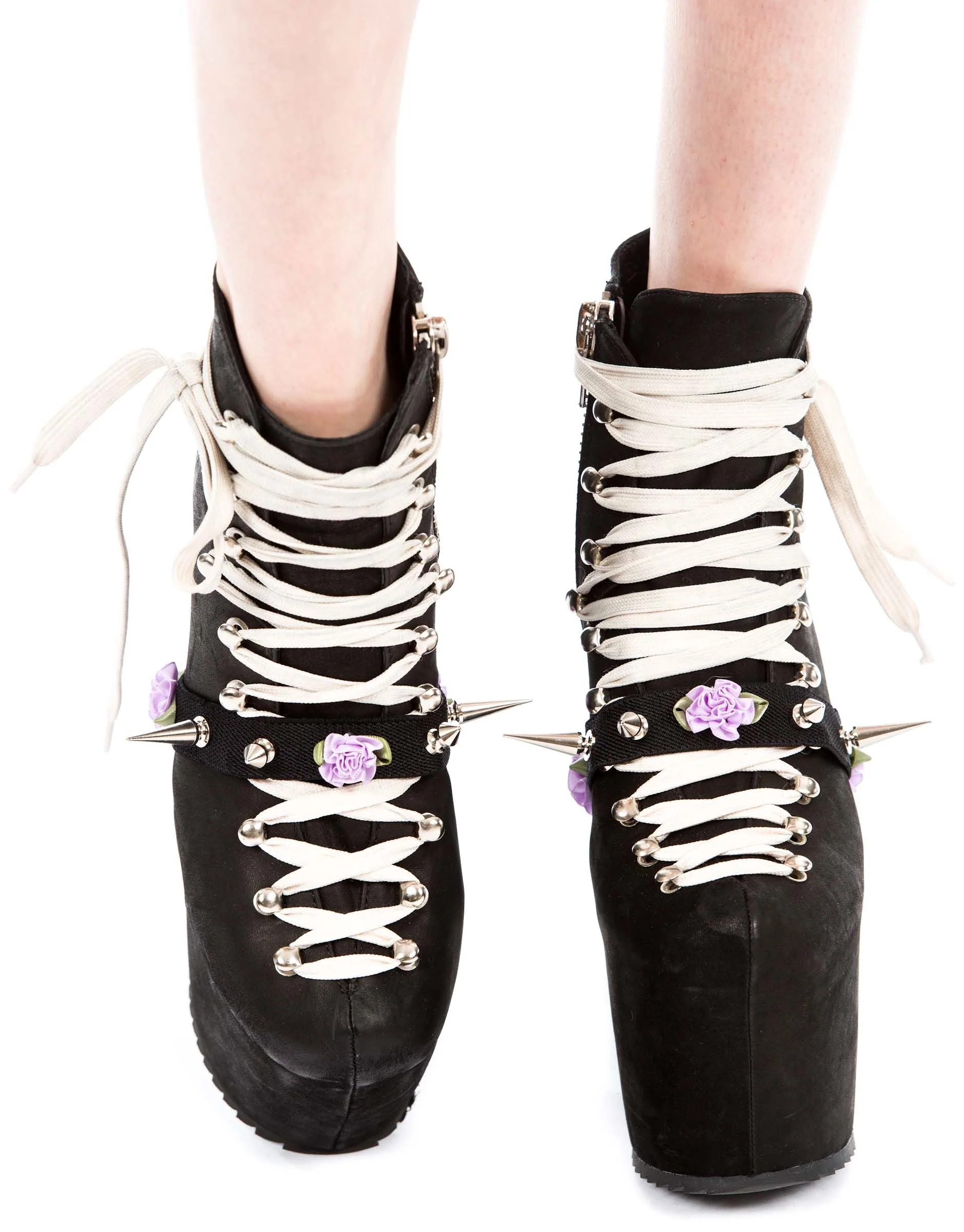 Spikes and Flower Shoe Garter - Pink - Image 14