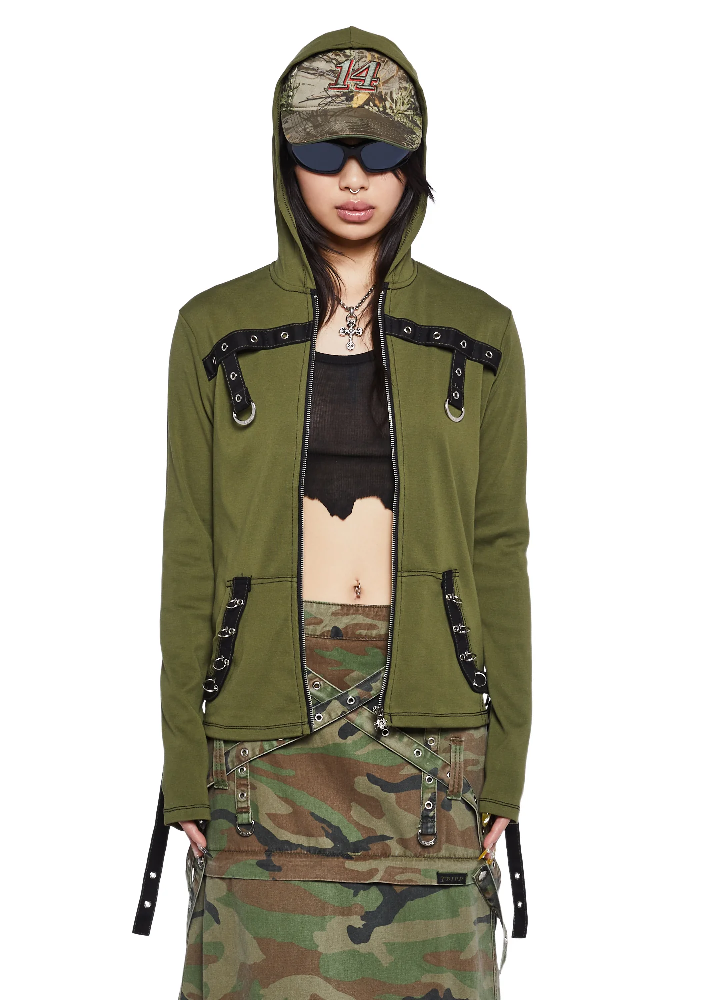 Strappy Zip-Up Hoodie