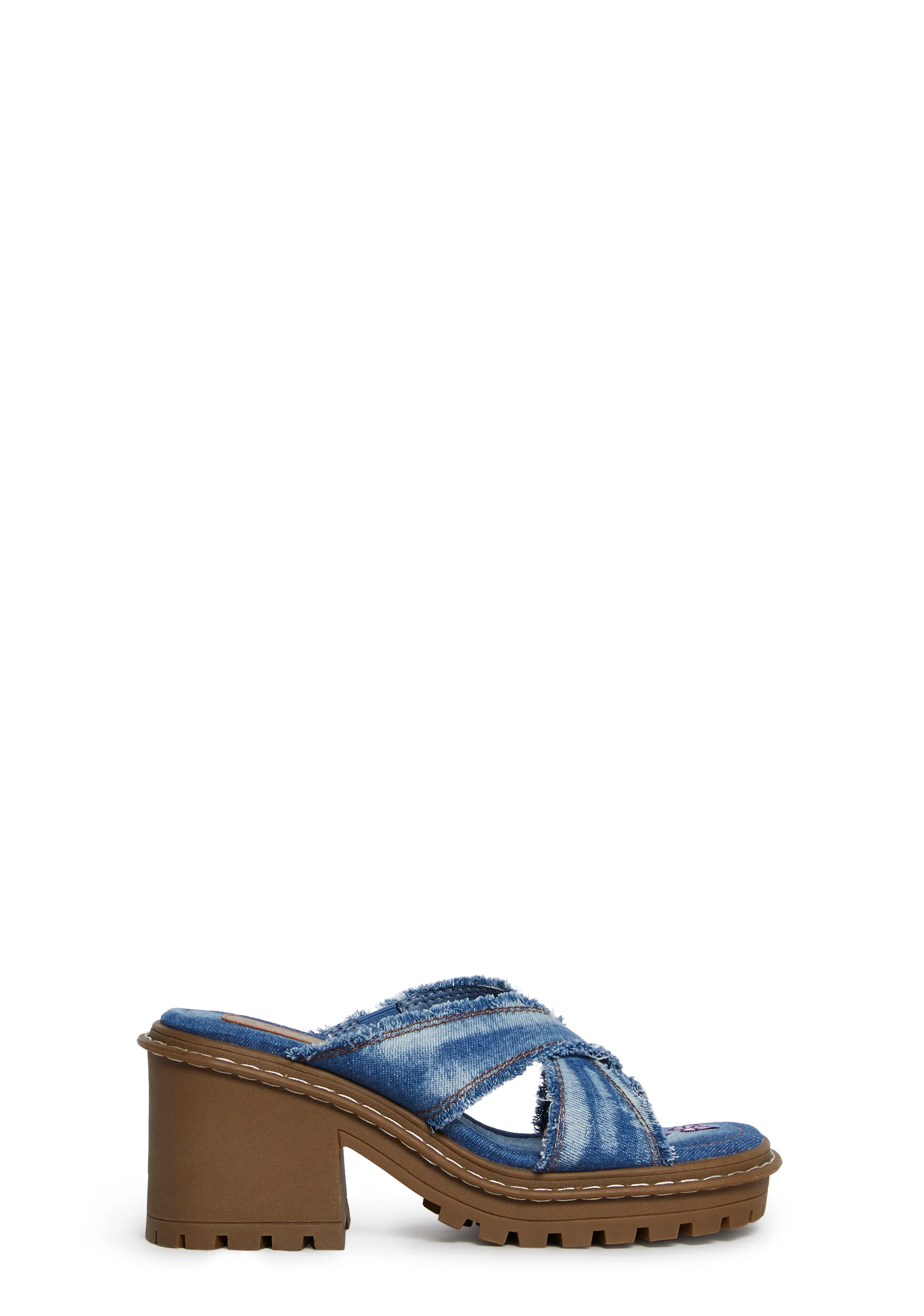 Star Worthy Cross Strap Slides - Denim