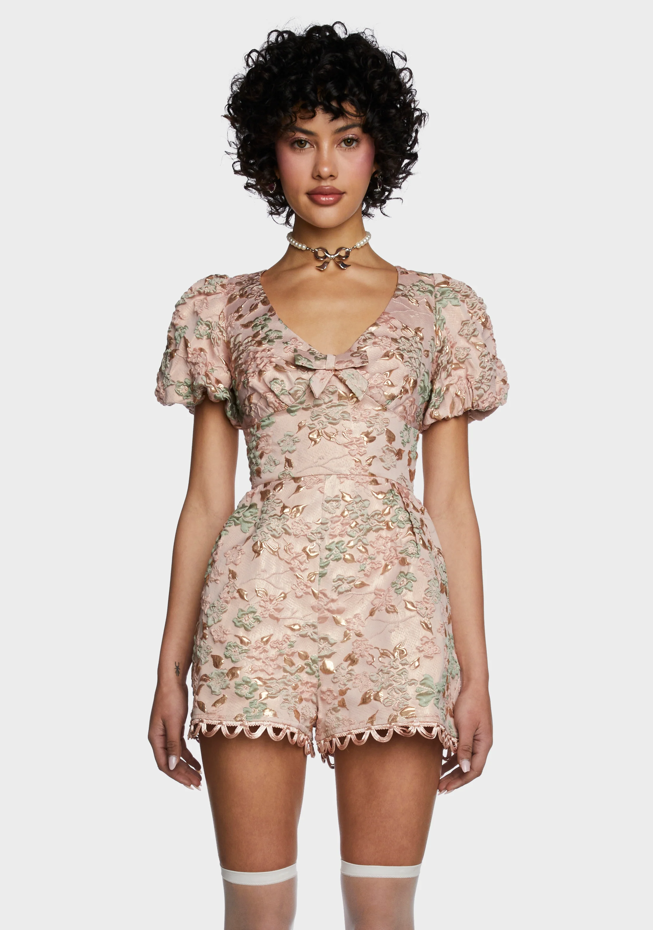 Tea And Circumstance Jacquard Romper