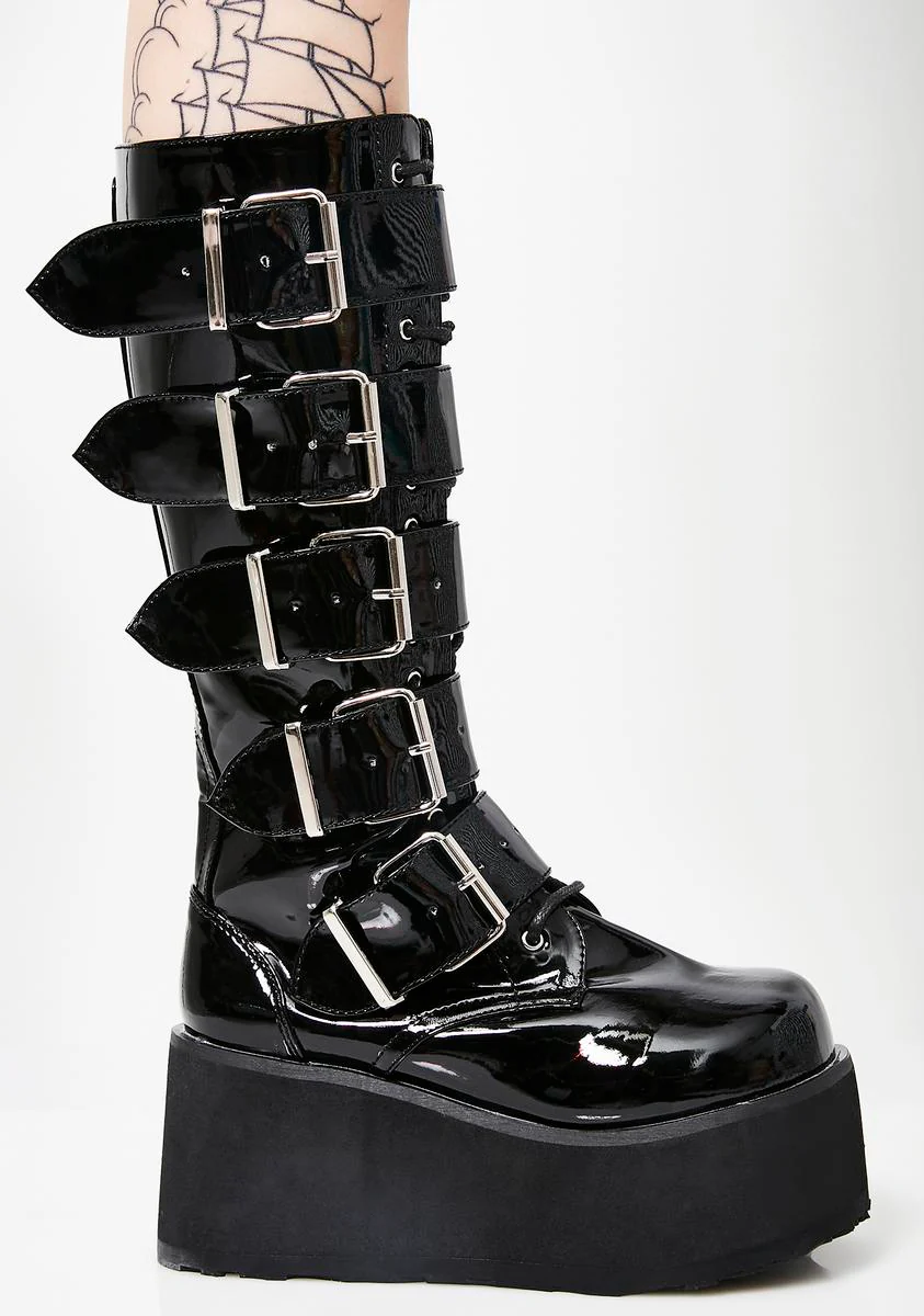 Trashville-518 Unisex Platform Knee High Boots - Image 2
