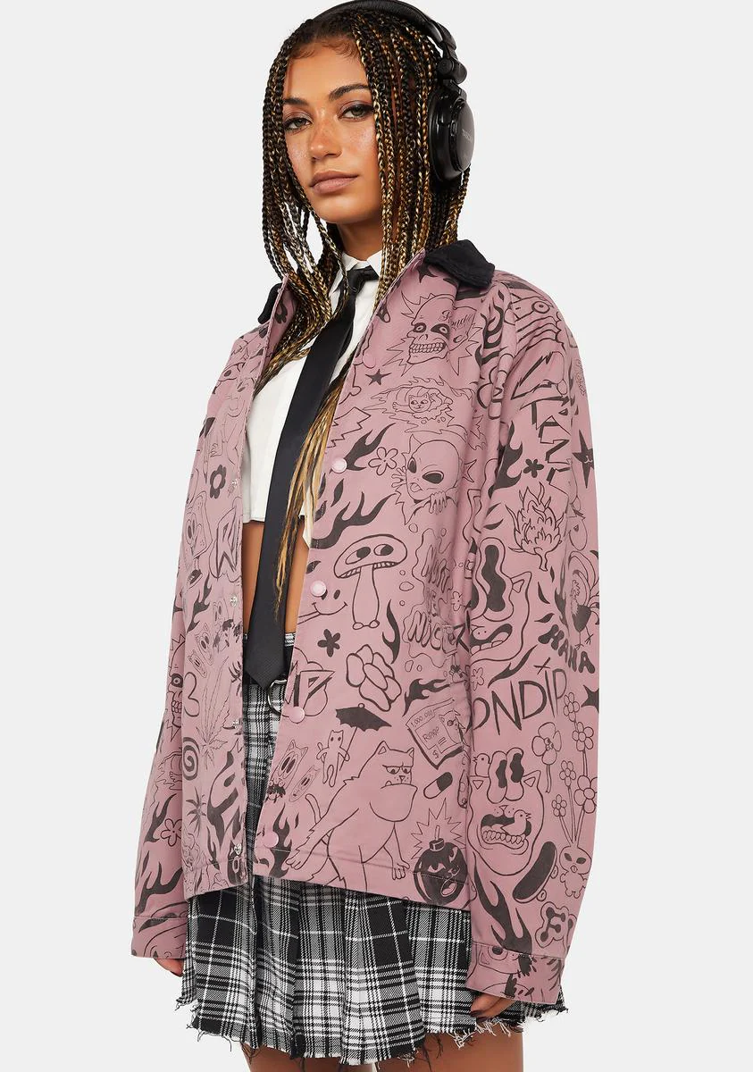 We Don't Care Coaches Jacket - Light Pink - Image 2